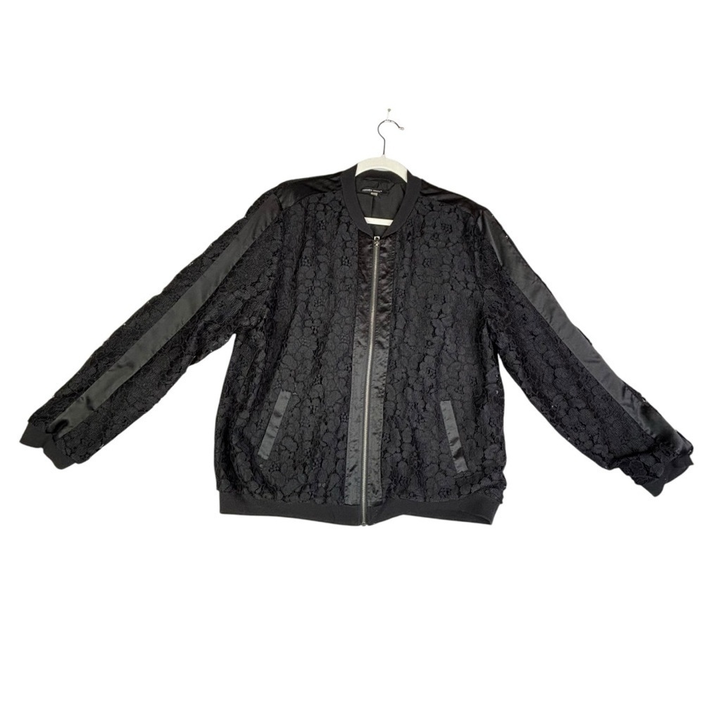 Amanda Green Lace Overlay Bomber Jacket